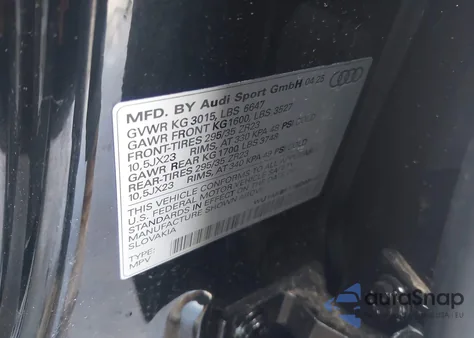 2025 Audi Rs Q8 Quattro Tiptronic from USA, damaged, VIN WU1ARBF17SD035493